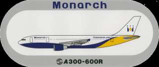 AIRBUS A300 600R v2 MONARCH A/L UK RARE AIRLINE STICKER  