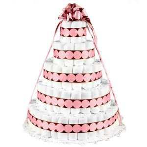  New Baby Girl Diaper Cake   5 Tier   Pink Polka Dots on 