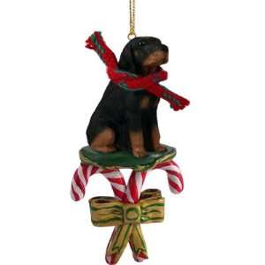   Black Tan Dog Candy Cane Christmas Holiday Ornament