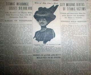 1912 newspaper TITANIC Ocean Liner DISASTER inquiry  