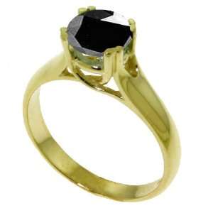   ct, cttw, ctw) Round Black Diamond 14k Gold Solitaire Engagement Ring