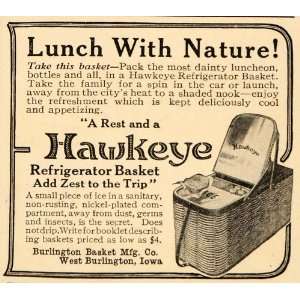 1914 Ad Hawkeye Refrigerator Picnic Basket Burlington   Original Print 