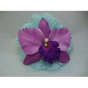  Purple Orchid Hair Flower Clip and Pin Back Brooch, Limited. Beauty