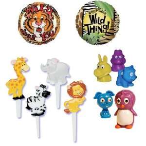  Zoo Animal Cupcake Picks, Party Favors and Mylar Balloons 
