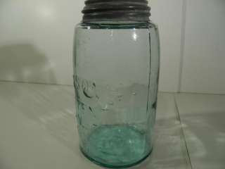 Antique VTG BALL Masons JAR Patent 1858 7 Ice Blue Aqua Fruit Jar 