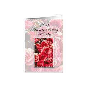  20th Anniversary Party Invitation, Pink Flowers Card 