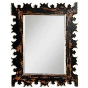   Caissa Hand Finished Mirror Distressed Antique Black With Gold Accents