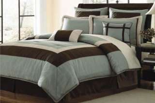 Hotelier Aqua/Brown King 8 Piece Comforter Set