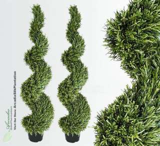   : TWO Pre Potted 5 Rosemary Artificial Thick Spiral Topiary Trees