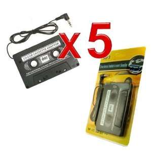  Universal Car Audio Cassette Adapter, Black. Qty: 5 