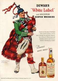 1957 Dewars~Dewars Ancestor Scotch whisky bagpipes Ad  