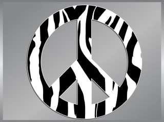 PEACE Sign Zebra Striped vinyl decal sticker 4 Symbol  