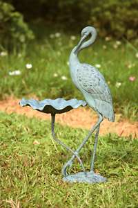   Garden Lawn Statue Sculpture Birdbath Seed Feeder Verde Green  