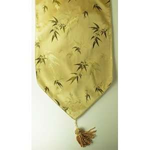 Traditional Chinese Decorative Table Runner   Gold with Chinese Bamboo 