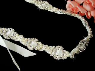 NEW Bridal Ribbon Headbands w/ Rhinestones & Pearls  