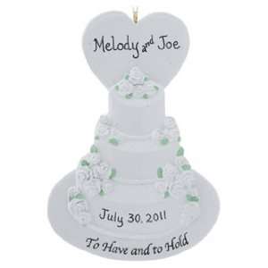 Personalized Wedding Cake Bear Christmas Ornament 