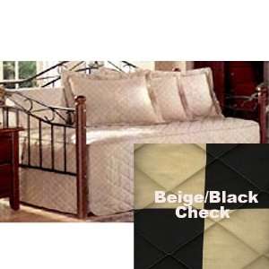  Beige and Black Check Daybed Cover Set