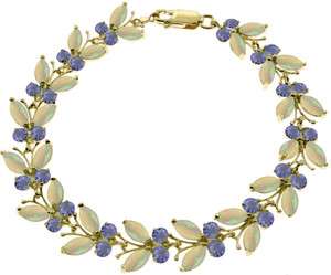 GAT 14K. SOLID GOLD WOMEN BUTTERFLY BRACELET WITH OPALS AND TANZANITES 