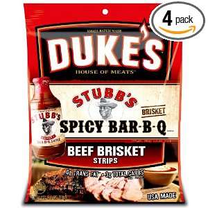 DUKES Stubbs Spicy Bar B Que Beef Brisket Strips, 3 Ounce Bags (Pack 
