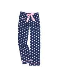 Navy Blue White Polka Dot VIP Flannel Pants for lounging, sleep 