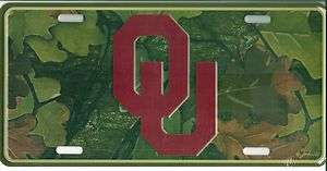 OU Oklahoma Sooners Camo Metal Car Tag License Plate  