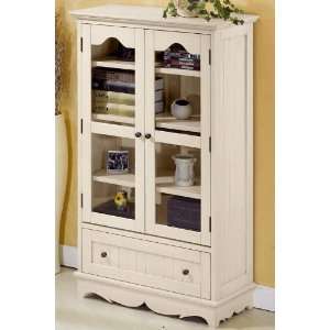    French Country Four shelf Bookcase With Glass Doors