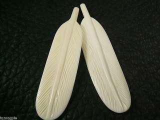 Two carved bone feather beads 120mm USA SELLER BN108  