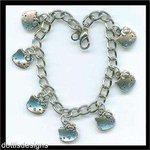 ADORABLE HELLO KITTY SILVER PLATED CHARM BRACELET   7  