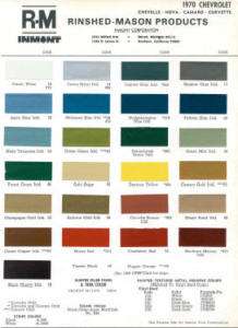 1970 CHEVY PAINT COLOR SAMPLE CHIPS CARD OEM COLORS  