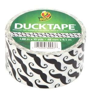  10yd 1.88 Mustache Duck Brand Printed Duct Tape  White 
