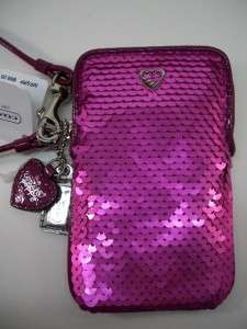 Coach Poppy Sequin Universal Case Wristlet Cell Phone Case 60681 NWT 