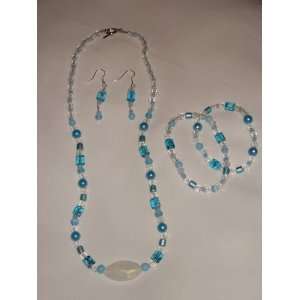  Carnaval Aqua Fashion Jewelry Necklace, Bracelet and 