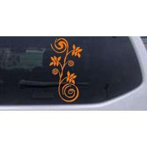 Narrow Swirl Vine Car Window Wall Laptop Decal Sticker    Orange 10in 