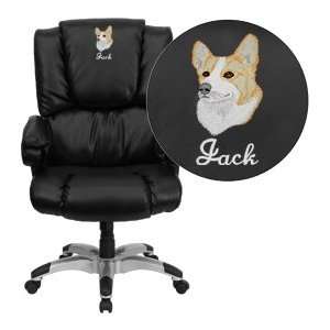   Back Black Leather OverStuffed Executive Office Chair