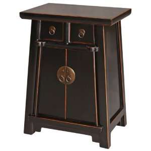   Chinese Classic Black Wood Nightstand / End Table Furniture & Decor