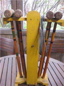   South Bend Toy Mfg Co Indiana 4 player Wood Croquet Set & Stand  