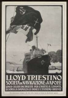 1923 Helouan cruise ship art Lloyd Triestino print ad  