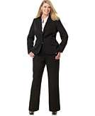    AK Anne Klein Plus Size Black Suit Jacket Black Pants & White 