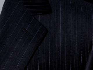 New M Valentino $1295 Navy w/ Light Blue Pinstripe 150s Wool Mens 