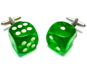 Green Glow In the Dark Dice Gambling Vegas Cufflinks  