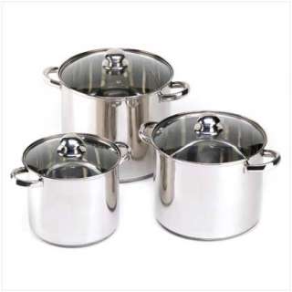 STAINLESS STEEL STOCK POT SET Soup Pans Cooking Kit NEW  