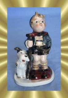 VTG German Boy with Dog Figurine JAPAN NAPCO???  