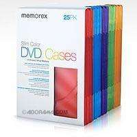 Memorex 01987 Slim Cool Color DVD Storage Cases, 25/Pk  