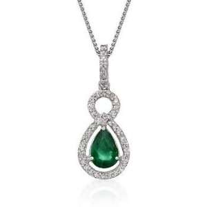   35ct Emerald, .35ct t.w. Diamond Teardrop Necklace In Gold Jewelry
