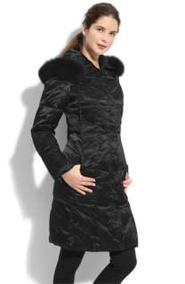 Madison Quilted Fox Fur Trim Coat  