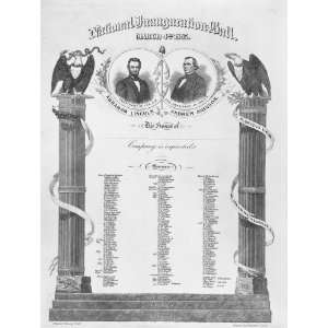 Print from Inaugural Ball for Abraham Lincoln, Andrew Johnson, 1865 