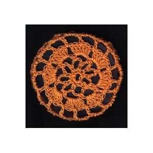    Orange Floral Crocheted Hair Bun Cover  LARGE: Everything Else