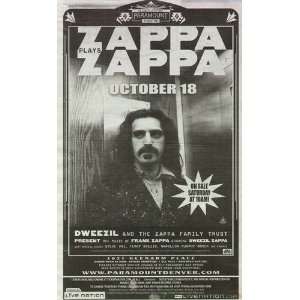  Zappa Plays Denver Newspaper Concert Ad Poster