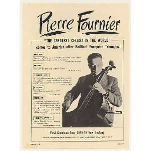  1948 Cellist Pierre Fournier Photo Booking Print Ad (Music 
