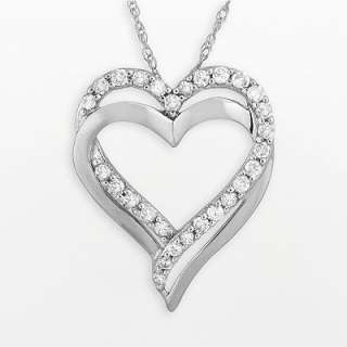   Hearts Forever One 10k White Gold 1/4 ct. T.W. Diamond Heart Pendant
